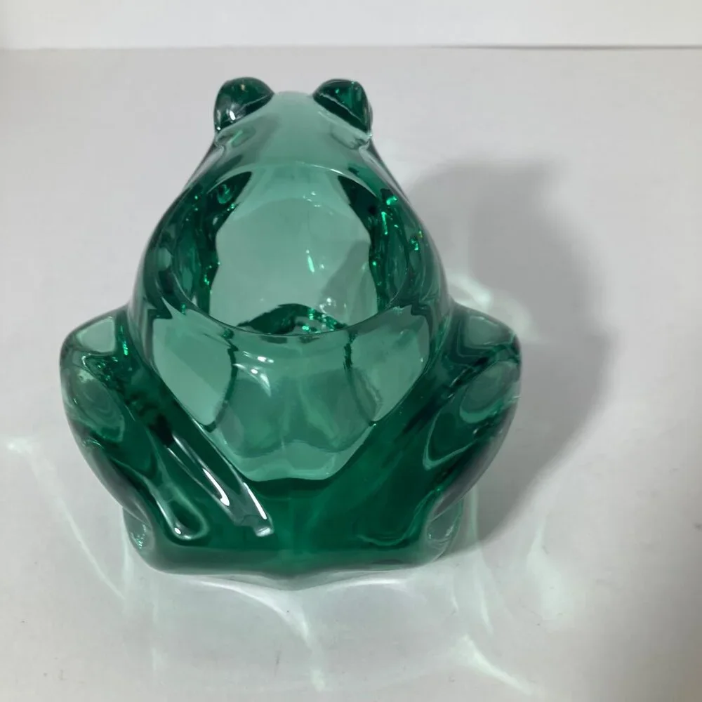 Vintage‎ Indiana Glass Green Frog Candle Holder Paperweight 4 x 5